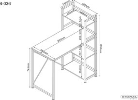 Industrialne biurko z regałem B-036