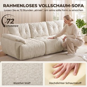 HOMCOM Sofa 3-osobowa, 260 cm, Chenille, bezramowa sofa modułowa z wyjątkowo szerokim, głębokim siedziskiem, szerokie podłokietniki | Aosom PL