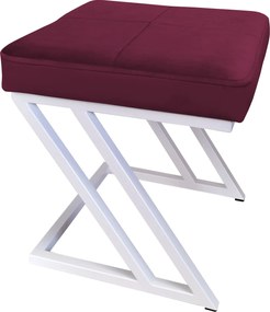 Pufa ZETA tkanina Welur loft ławka podnóżek metal : Kolor Stelaża - Biały, Kolor tkaniny - VELVET - MG02, Typ tkaniny - Velvet