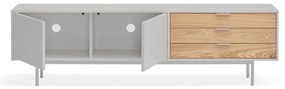 Szaro-naturalna szafka pod TV w dekorze dębu 180x52 cm Sierra – Teulat