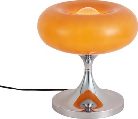 Lampa stołowa retro chromowana z pomarańczowym szklanym kloszem 31cm - Glaze