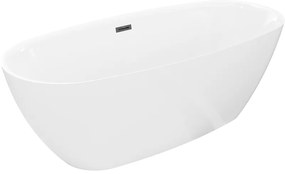 Mexen Luvo Slim wanna wolnostojąca 170 x 75 cm, biała, przelew czarny - 52801707500-70