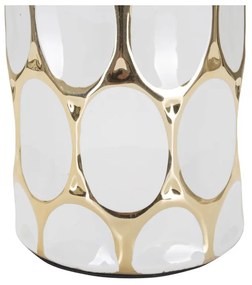 Ceramiczna lampa stołowa w biało-złotym kolorze z tekstylnym kloszem (wys. 56 cm) Glam Carv – Mauro Ferretti