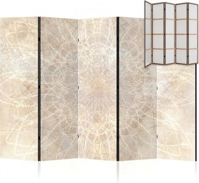 Parawan pokojowy 5-częściowy 225x172 Jednostronny dekoracyjny boho minimalistyczny Beżowy Beżowa Rozeta Pustynna
