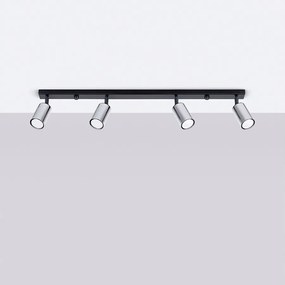 Plafony nowoczesny Glois, stal - 4 źródło światła 4000K - L.82 x H.18.5 cm - czarny/chrom