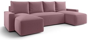 Różowy narożnik rozkładany z pojemnikiem na pościel N3-R33