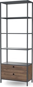 Regał biurowy metalowy z szufladami Eco Design Ariel, 80x40x220 cm, antracyt/orzech