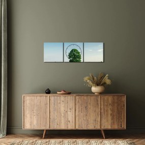 Obraz drzewa na środku łąki (z zegarem) (90x30 cm)