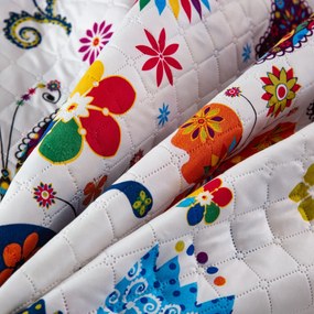 Narzuta na łóżko KOLOROWY MOTYL biały Rozmiar: 220 x 240 cm