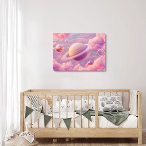 Obraz na szkle - Różowa planeta (70x50 cm)
