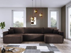 Narożnik POSO XL wolnostojący układ U z funkcją spania w tkaninie Poso 06 DomoHome