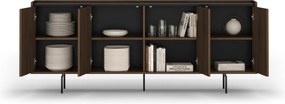 Komoda Zenar 200 cm czterodrzwiowa - orzech elegant / czarny