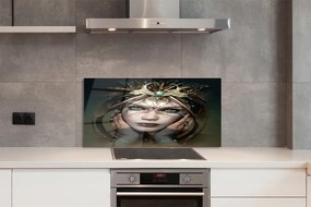 Szklany Panel Portret Kobiety o Błękitnych Oczach