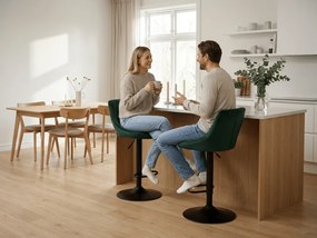 Zielone krzesło barowe KAST VELVET z czarną nogą