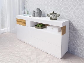 Komoda SILKE 1D3S 169cm biały połysk/dąb wotan HELVETIA