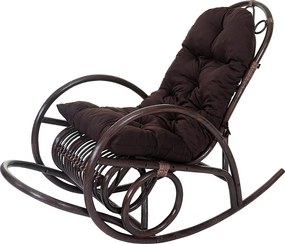 Fotel bujany MCW-C40 Rattan,  brązowa poduszka