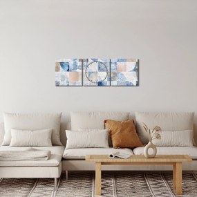 Obraz - Geometryczne kształty na ścianie (z zegarem) (90x30 cm)