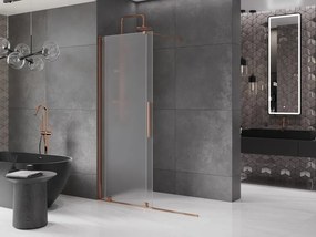 Mexen Velar ścianka prysznicowa rozsuwana Walk-in 140 x 200 cm, szron 8 mm, różowe złoto - 871-140-000-33-60