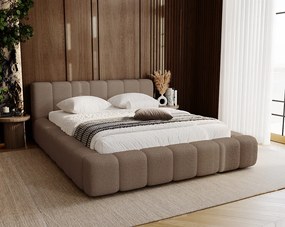 Emporius Bolonia łóżko 160x200 cm - łóżko tapicerowane 160x200 w nowoczesnym stylu - pojemnik, stelaż, gruba pianka, tkanina boucle, brązowy (Anthology 5)