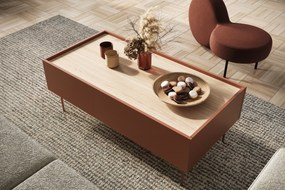 Stolik kawowy Desin 120 cm z szufladami - ceramic red / dąb nagano