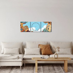 Obraz - Między domami (z zegarem) (90x30 cm)