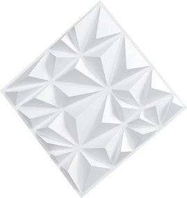 Panele Ścienne 3D SucceBuy, Zestaw z 33 Sztuk, 30 x 30 cm, PVC, Pokrycie 3 m², Biały Diamentowy