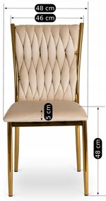 Krzesło Tapicerowane Plecione do Salonu DAN Kremowe Welurowe Nowoczesne Glamour