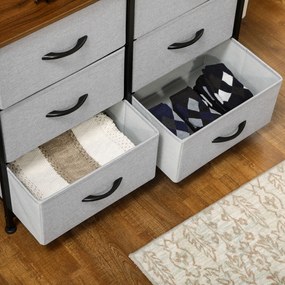 HOMCOM Komoda Sideboard, 6 Szuflad, Szuflady Materiałowe, 80 cm x 30 cm x 62,5 cm, Brąz + Czarny + Szary