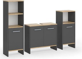 Zestaw mebli łazienkowych antracyt/złoty dąb 131.4x26.3x108.2 karli