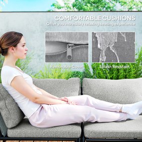 Zestaw mebli ogrodowych z rattanu Outsunny z narożną sofą, stołem i poduszkami dla 6 osób, w kolorze ciemnoszarym