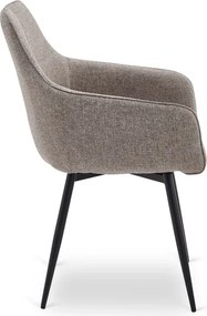 Zestaw Stół Rozkładany DEVON 160-220 cm Czarny Marmur/Czarny i 4 Krzesła LARISA Cappuccino