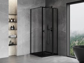 Mexen Mist T kabina prysznicowa uchylna prawa 80 x 80 cm, czarna ramka, czarna - 8A4T-080-080-70-70-P