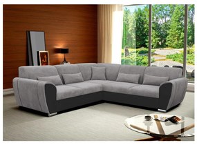 Rozkładany narożnik z pojemnikiem w układzie L VISEU, prawostronny, szary/czarny