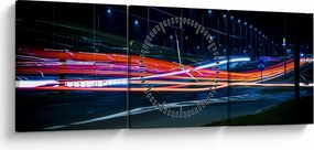Obraz miasto nocą (z zegarem) (90x30 cm)