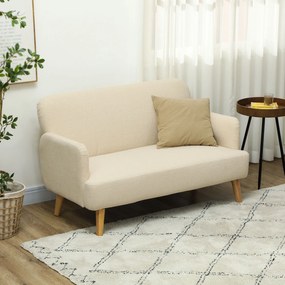 HOMCOM Dwumiejscowa Sofa, kompaktowa, przyjazna dla skóry, do 240 kg, 130x74x79 cm, Kremowa