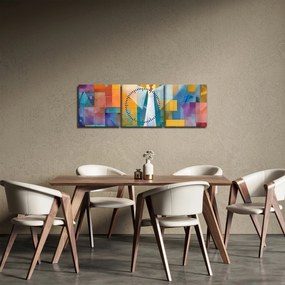 Obraz - Geometryczny anioł (z zegarem) (90x30 cm)