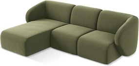 Zielony aksamitny narożnik (lewostronny/z szezlongiem) Lani – Makamii