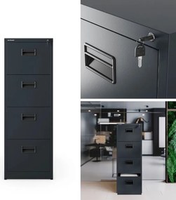 Metalowa szafka kartotekowa 46x62x132 cm Sara V4, antracyt