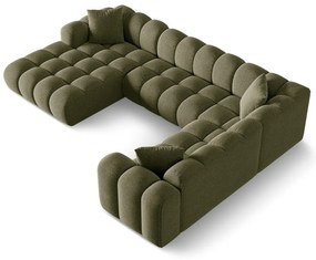 Zielony narożnik z tkaniny szenilowej (prawostronny/w kształcie litery U) Treno – Cosmopolitan Design