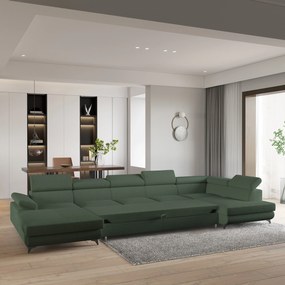 Masseno Narożnik MONTIVA z funkcją spania i pojemnikiem na pościel Narozniki U, Rozkładana sofa - Zielony, QUELLE 37