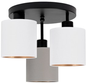 Lampa sufitowa czarna trzypunktowa z szaro-białymi abażurami C-3030SC-