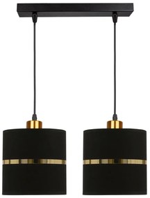 Lampa podwójna wisząca abażurowa czarny do salonu + złoto B8-E06