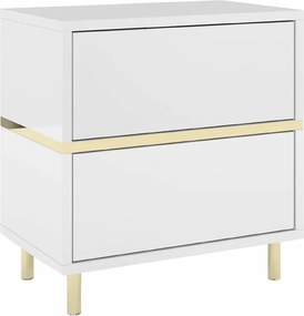 Biała szafka nocna Dancan MARIKA ze złotymi dodatkami