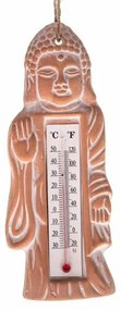 Termometr ceramiczny Budha, brązowy, wys. 22 cm