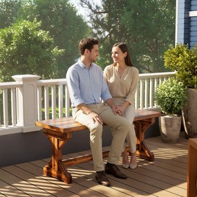 Outsunny 2-osobowa ławka ogrodowa odporna na warunki atmosferyczne ławka z drewna ławka parkowa z podstawą X 240kg nośność 114 x 40 x 46 cm zwęglony | Aosom PL