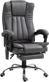 HOMCOM Fotel biurowy obrotowy z masażem i ogrzewaniem chowany podnóżek do 120 kg szary | Aosom PL