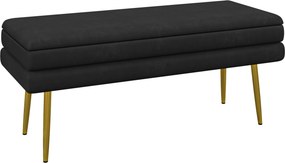 HOMCOM Ławka Tapicerowana z Przestrzenią do Przechowywania, Stal, 79,5 cm x 37,5 cm x 43 cm, Czarna