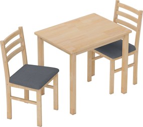 HOMCOM Zestaw 3-częściowy z stołem i 2 krzesłami, stół kuchenny do kompaktowych przestrzeni, tapicerowane krzesła, oszczędzające miejsce, MDF, naturalne drewno