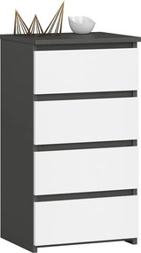 Komoda AKORD CL4 Grafit Szary 40 cm 4 szuflady kolor Biały mat 40x35x74 cm