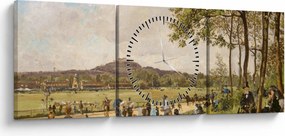 Obraz - French 19th Century, Race Course at Longchamps, reprodukcje (z zegarem) (90x30 cm)